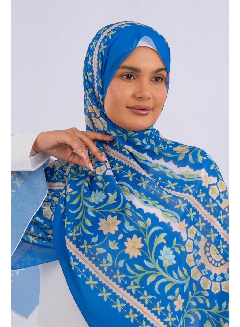 Alamki Women Hijab Oriental Vine Printed Chiffon - Image 2